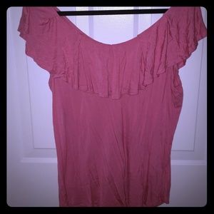 Off shoulder ruffle shirt